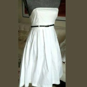 BLACK HALO white strapless full skirt dress